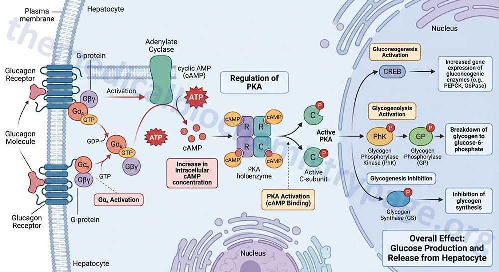 glucagon mediated regulation of PKA in hepatocytes