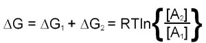 Equation for total free energy change of a reaction