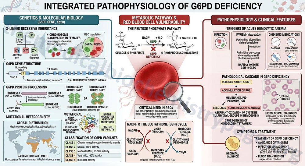 overview of the molecular, metabolic, and pathophysiological aspects of glucose-6-phosphate dehydrogenase (G6PDH) deficiency overview of the molecular, metabolic, and pathophysiological aspects of glucose-6-phosphate dehydrogenase (G6PDH) deficiency