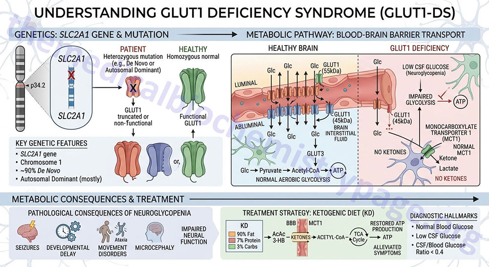 GLUT1 deficiency syndrome gene defect and pathological consequences GLUT1 deficiency syndrome gene defect and pathological consequences