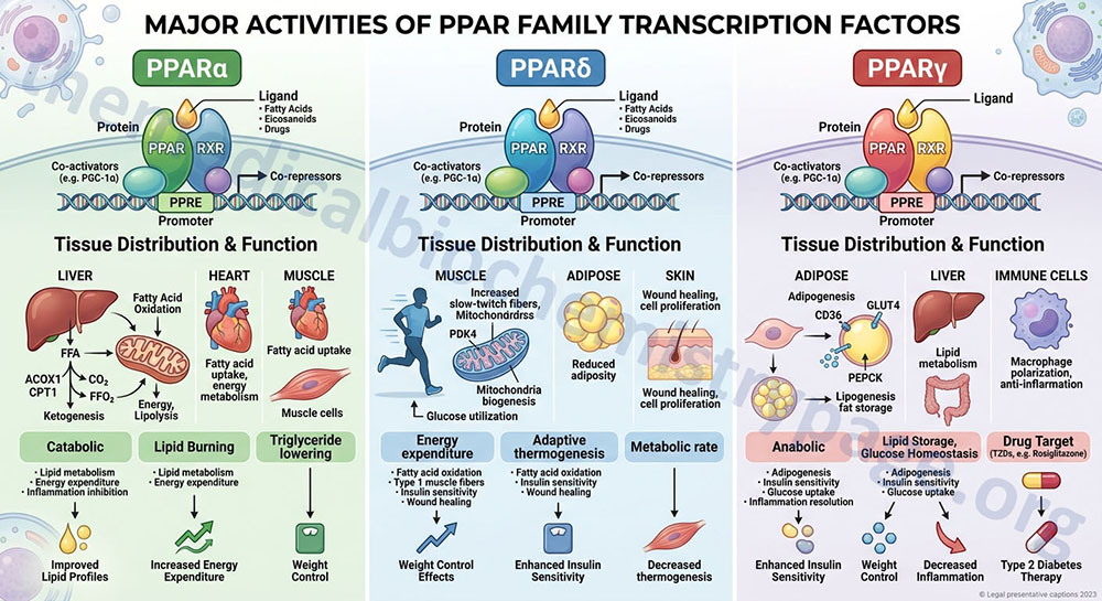 overview of the PPAR transcription factor family functions