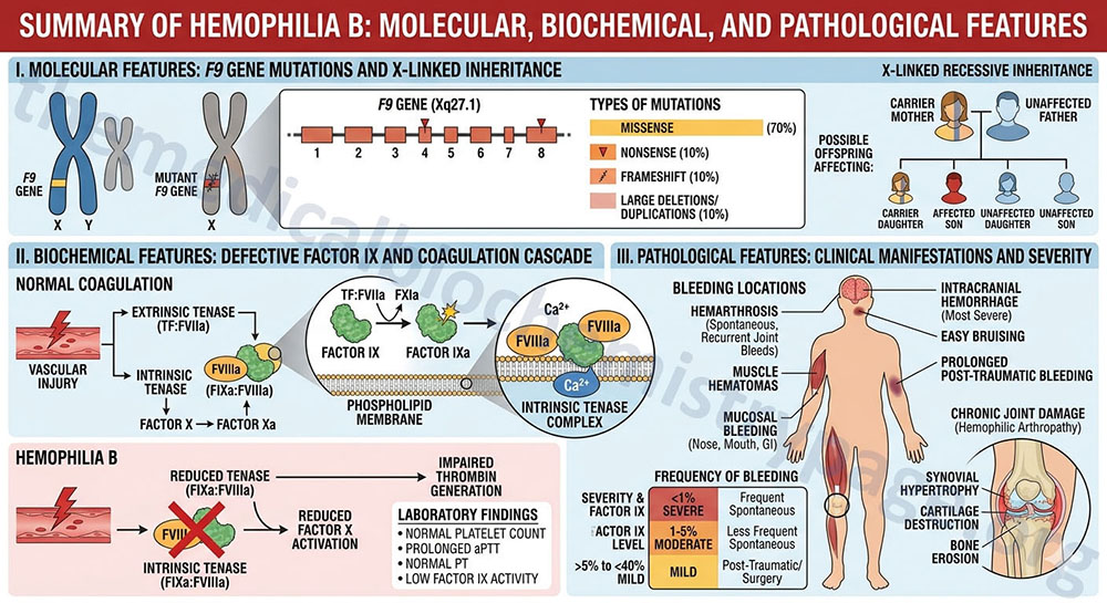 overview of the molecular and pathophysiological associations of hemophilia B caused by factor 9 mutations