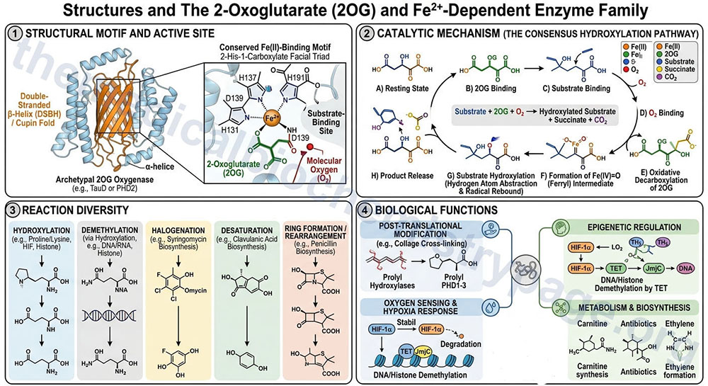 overview of the structures and functions of 2-oxoglutarate and iron-dependent dioxygenases (2-OGDD) family enzymes
