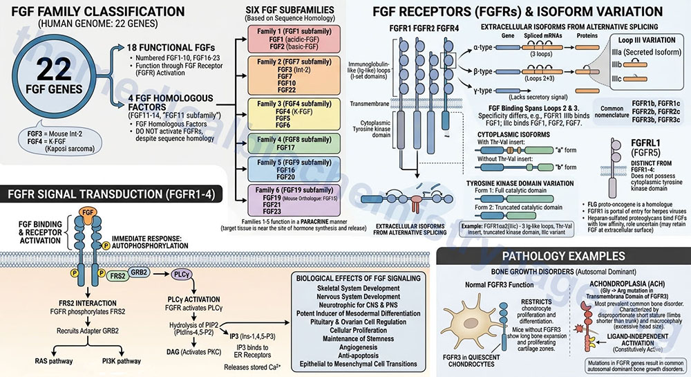 FGF family factors receptors and functions